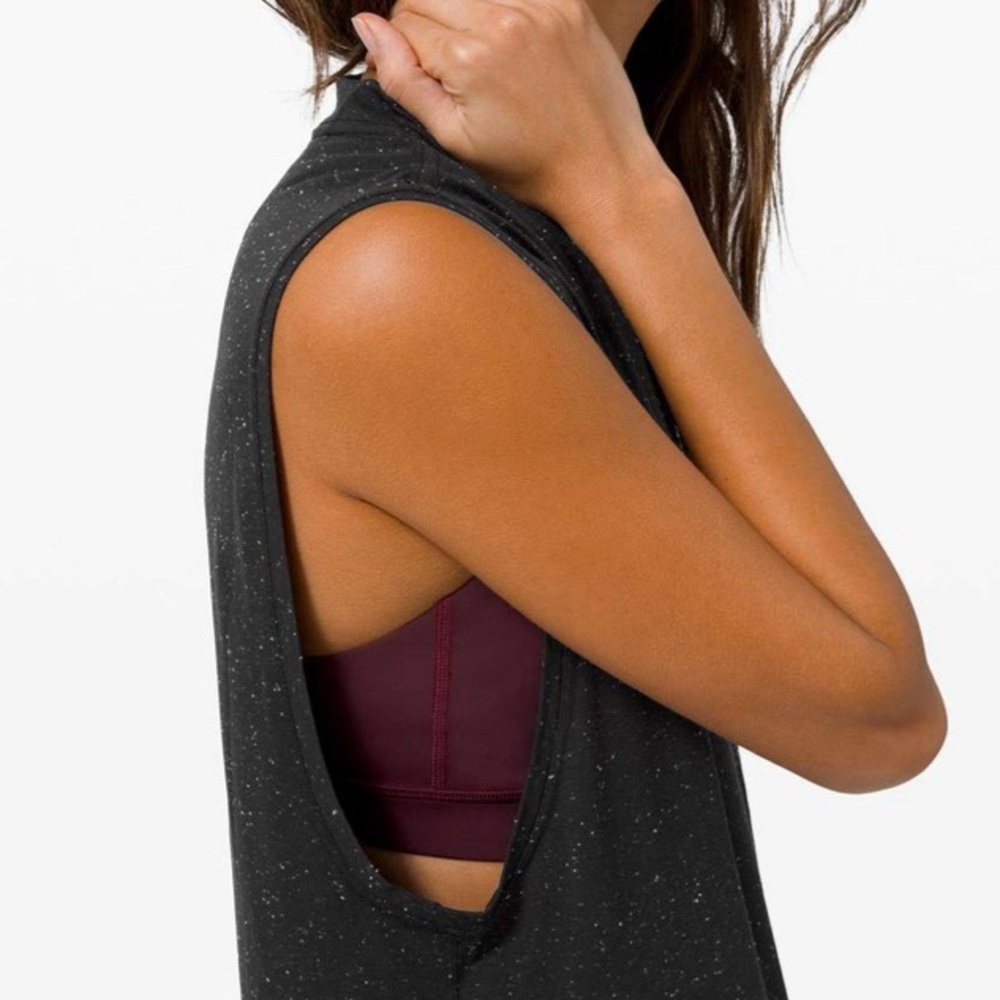 LULULEMON Black White Speckle All Yours Boyfriend Tank Active Muscle Top Size 12 - Picture 11 of 11